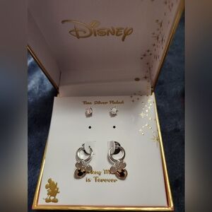 DISNEY, FINE SILVER PLATED, 2 PAIRS EARRINGS